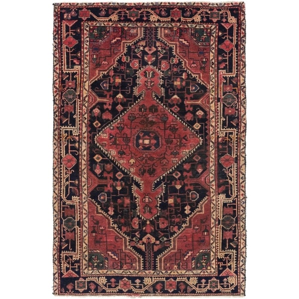 Hand Knotted Tuiserkan Semi Antique Wool Area Rug - 4' 2 x 6' 3