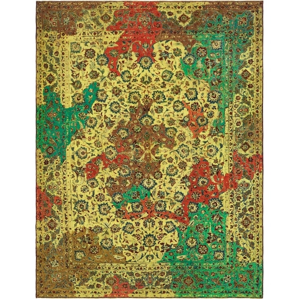 Hand Knotted Ultra Vintage Antique Wool Area Rug - 9' 10 x 12' 10