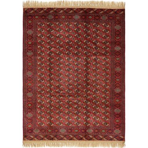 Hand Knotted Torkaman Wool Area Rug - 8' X 11'