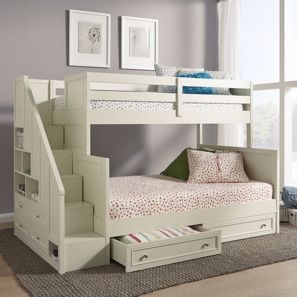 Shop Home Styles Naples Twin-over-Full Bunk Bed with Steps ...