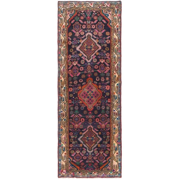 Hand Knotted Tuiserkan Semi Antique Wool Runner Rug - 3' 5 x 9' 5
