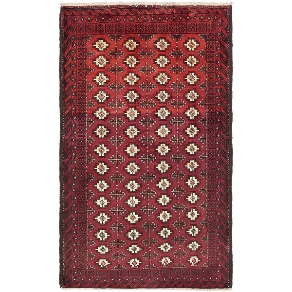 Hand Knotted Torkaman Semi Antique Wool Area Rug - 3' 8 x 6' 2