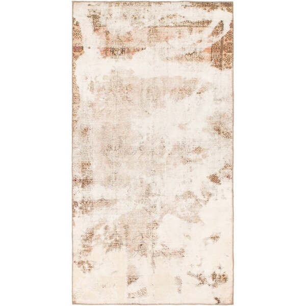 Hand Knotted Ultra Vintage Antique Wool Area Rug - 3' 8 x 7'