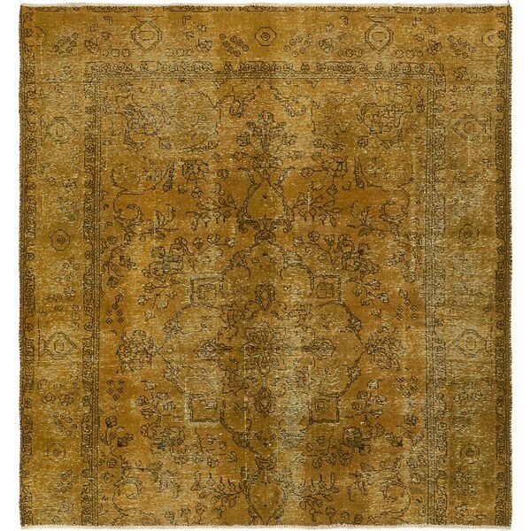 Hand Knotted Ultra Vintage Antique Wool Square Rug - 6' 8 x 7'