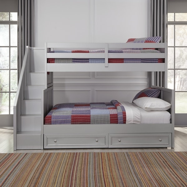 grey bunk beds with storage