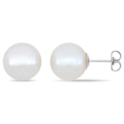 Miadora 14k White Gold Cultured Freshwater Pearl Solitaire Stud Earrings (11-12mm)