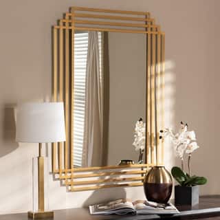 Art Deco Antique Gold Rectangular Wall Mirror by Baxton Studio - Antique Gold