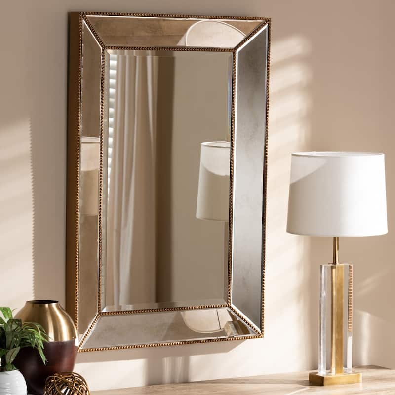 Contemporary Antique Gold Rectangular Wall Mirror by Baxton Studio - Antique Gold