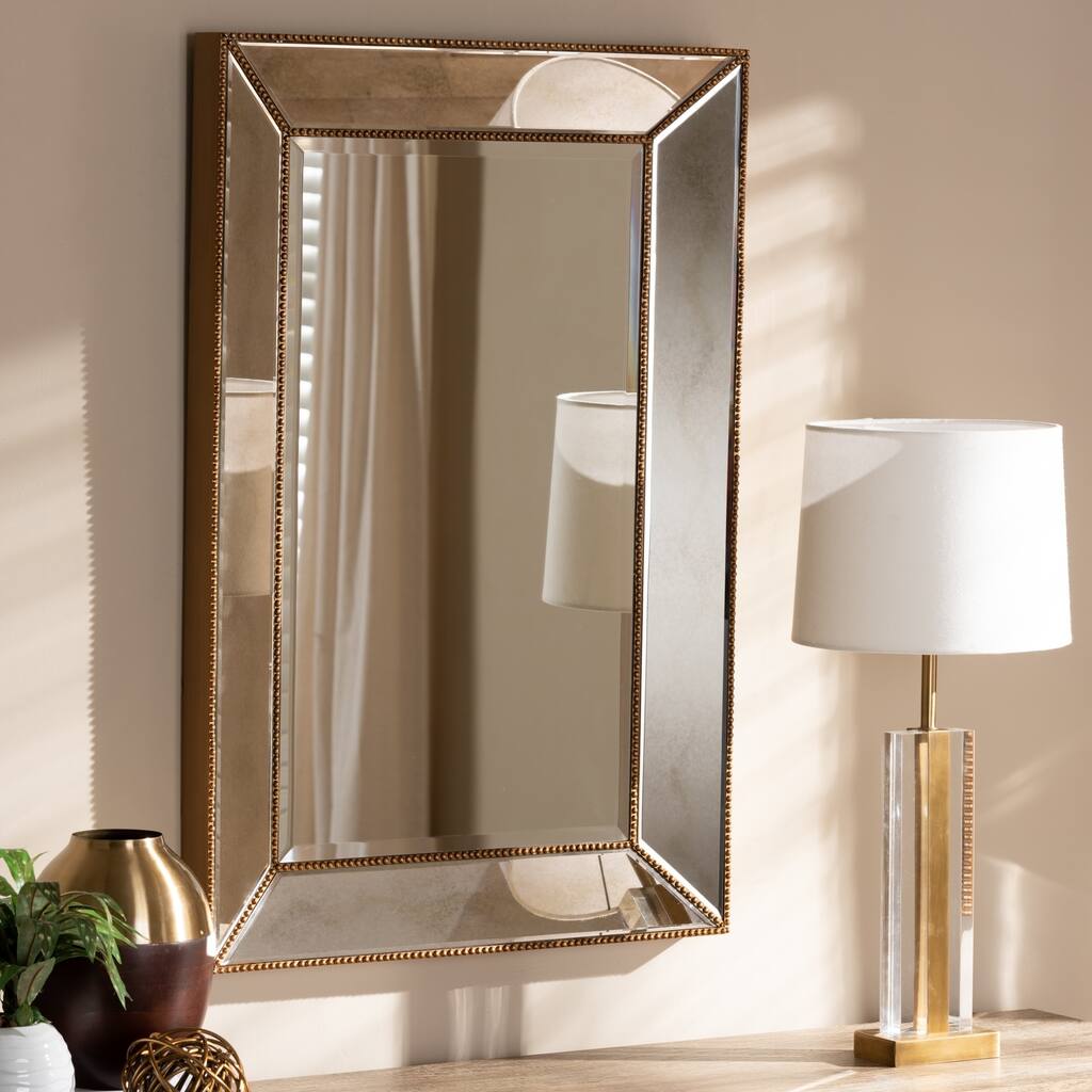 Contemporary Antique Gold Rectangular Wall Mirror by Baxton Studio - Antique Gold