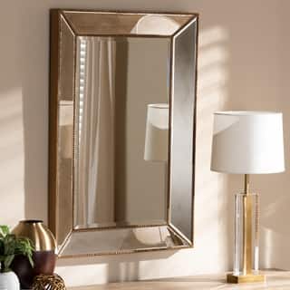 Contemporary Antique Gold Rectangular Wall Mirror by Baxton Studio - Antique Gold