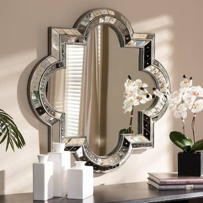 Art Deco Antique Silver Quatrefoil Wall Mirror by Baxton Studio - Antique Silver