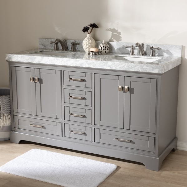 Shop 60-Inch Double Sink Bathroom Vanity by Baxton Studio - Free
