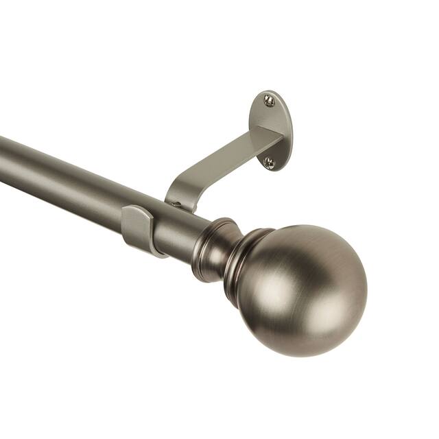 Elrene Cordelia Adjustable Window Curtain Rod and Ball Shaped Finial - 28" to 48" - Antique Pewter