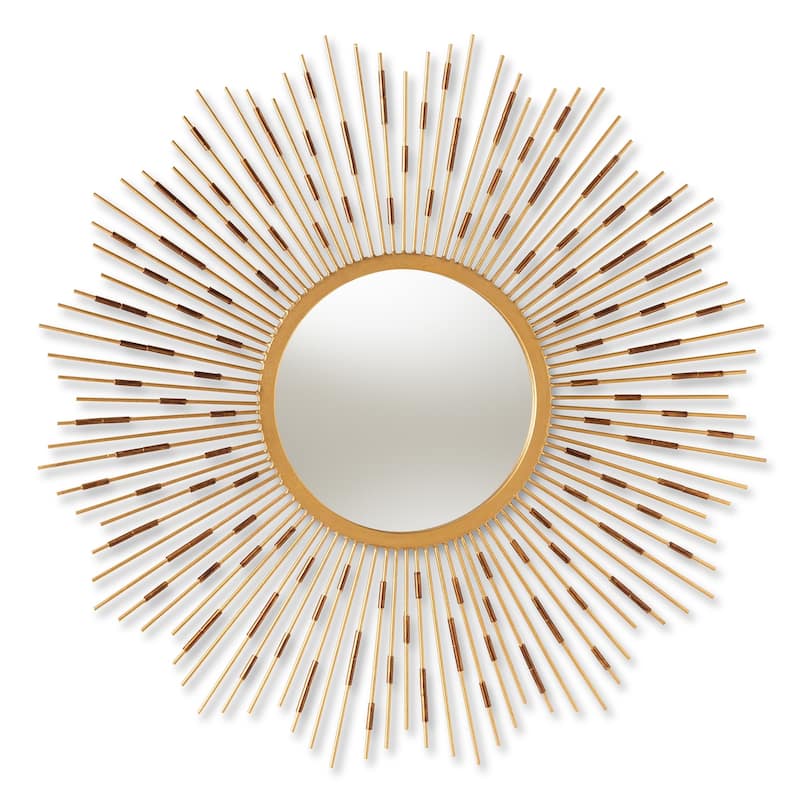 Contemporary Gold Round Wall Mirror by Baxton Studio