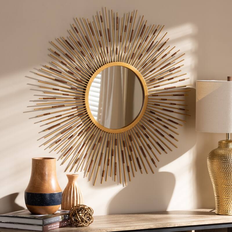 Contemporary Gold Round Wall Mirror by Baxton Studio