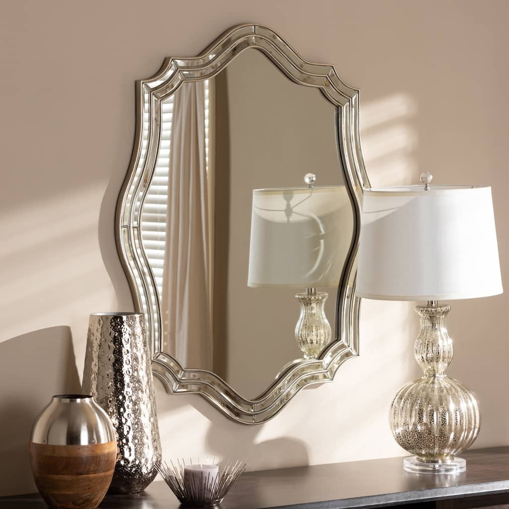 Art Deco Antique Silver Wall Mirror by Baxton Studio - Antique Silver