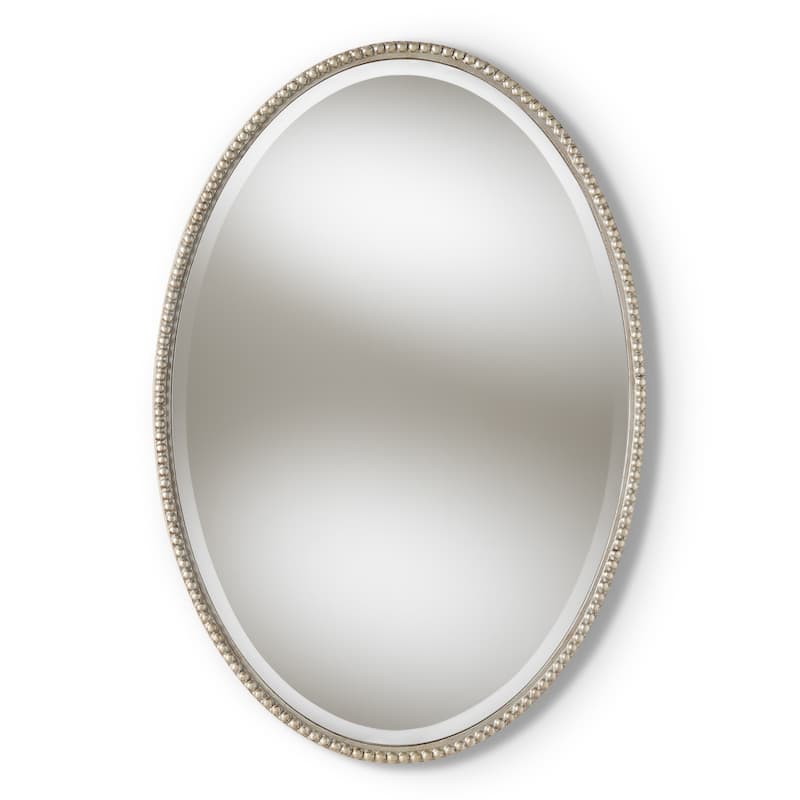 Contemporary Antique Silver Oval Wall Mirror by Baxton Studio - Antique Silver
