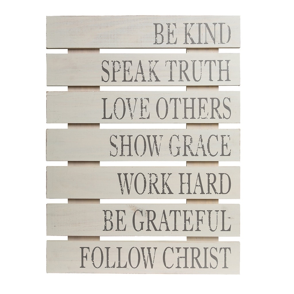 Shop Patton Wall Decor Be Kind Rustic Wood Pallet Wall Art Decor Gray Overstock 24079889