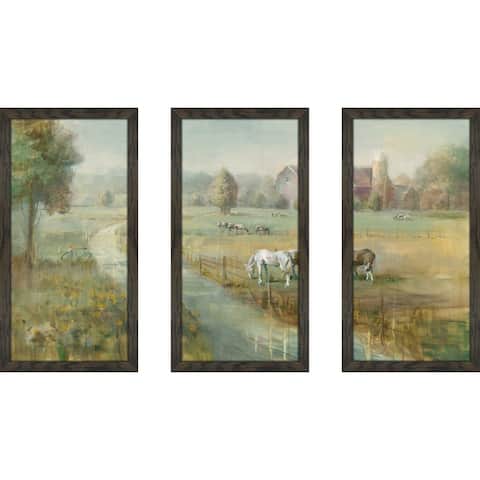 "Tranquil Farm" Framed Acrylic Wall Art Set - Green