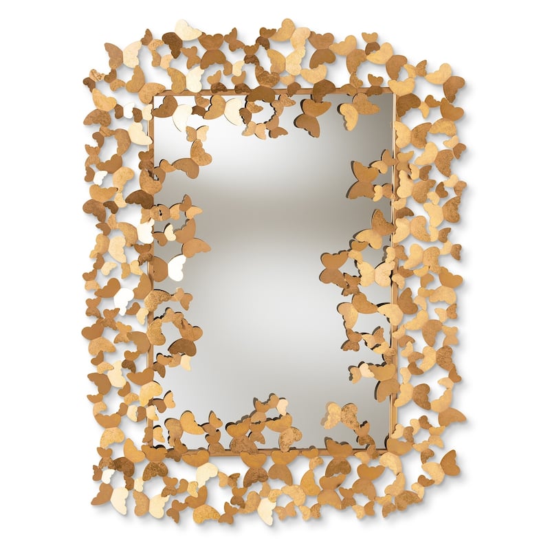 Contemporary Antique Gold Butterfly Wall Mirror by Baxton Studio - Antique Gold