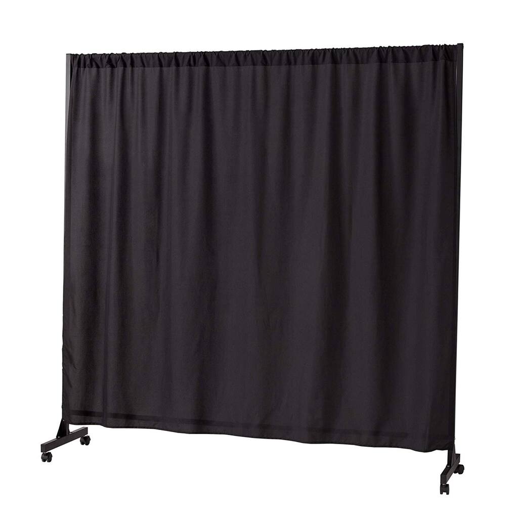 Don't Look At Me - Expandable Privacy Room Divider - Black Frame with Black Fabric - 18.11"W x 73.82"H x 40.94"L - 72.04''L