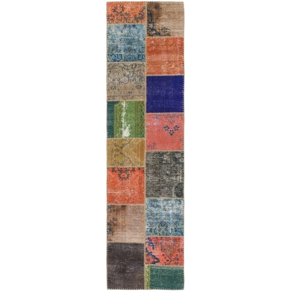 Hand Knotted Ultra Vintage Wool Runner Rug - Multi - 2' 7 x 10'