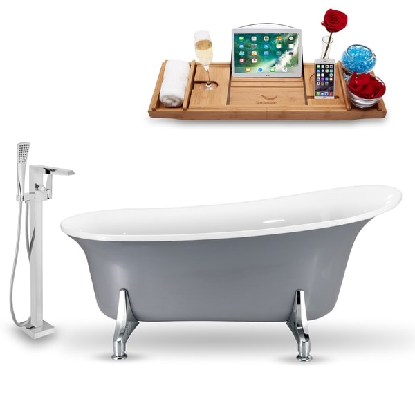 Tub, Faucet and Tray Set Streamline 70" Clawfoot NH1101CH-100
