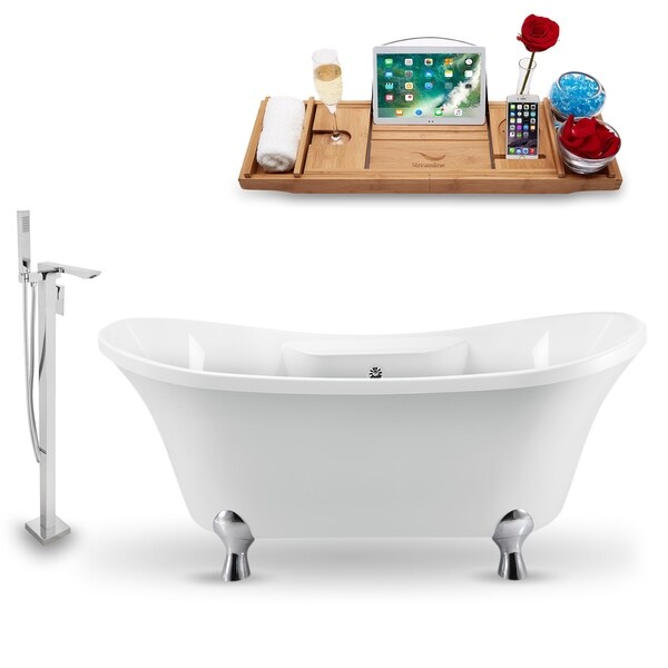Tub, Faucet and Tray Set Streamline 60" Clawfoot NH900CH-CH-140