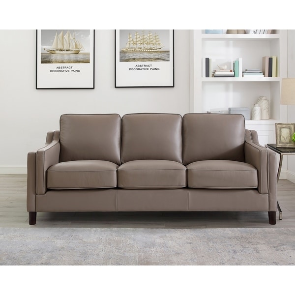Rafael Taupe Top Grain Leather Sofa
