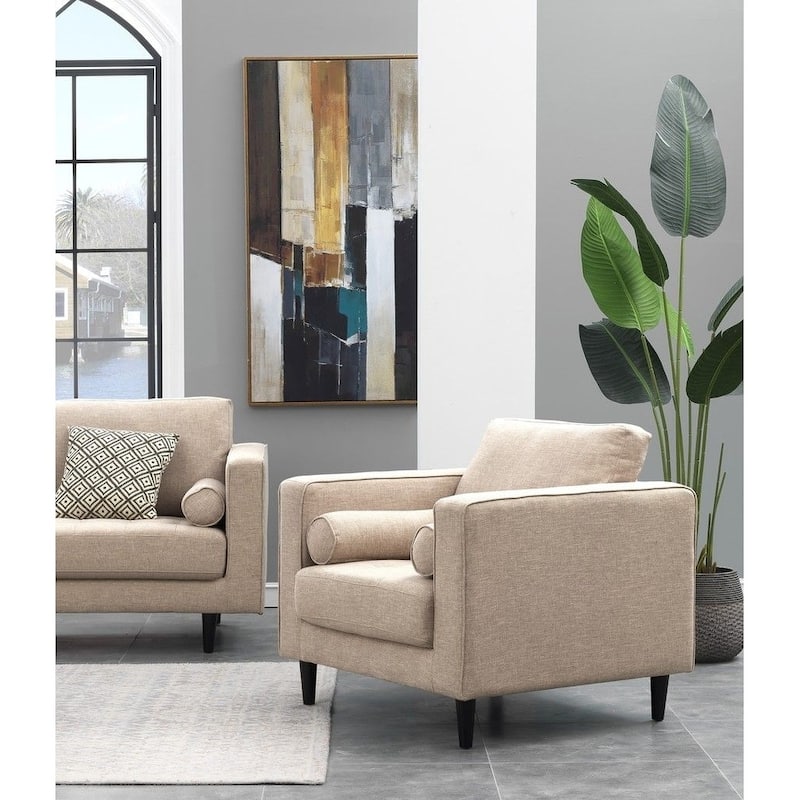 Arthur Tweed Upholstered Living Room Armchair - tan-brown