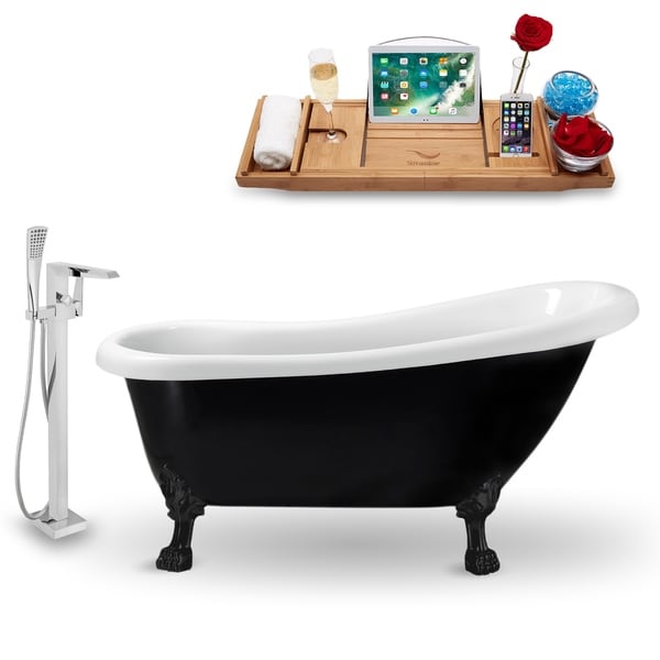 Tub, Faucet and Tray Set Streamline 61" Clawfoot NH481BL-100