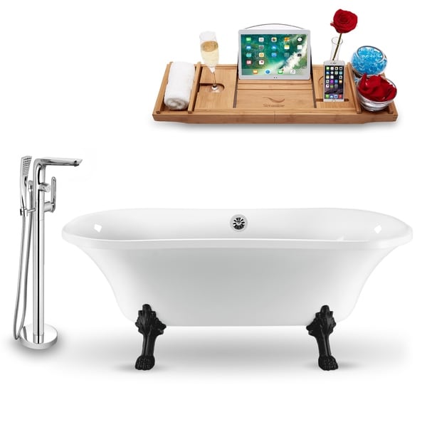 Tub, Faucet and Tray Set Streamline 68" Clawfoot NH861BL-CH-120