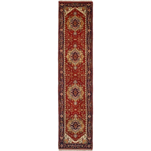 ECARPETGALLERY Hand-knotted Serapi Heritage Red Wool Rug - 2'6 x 11'10