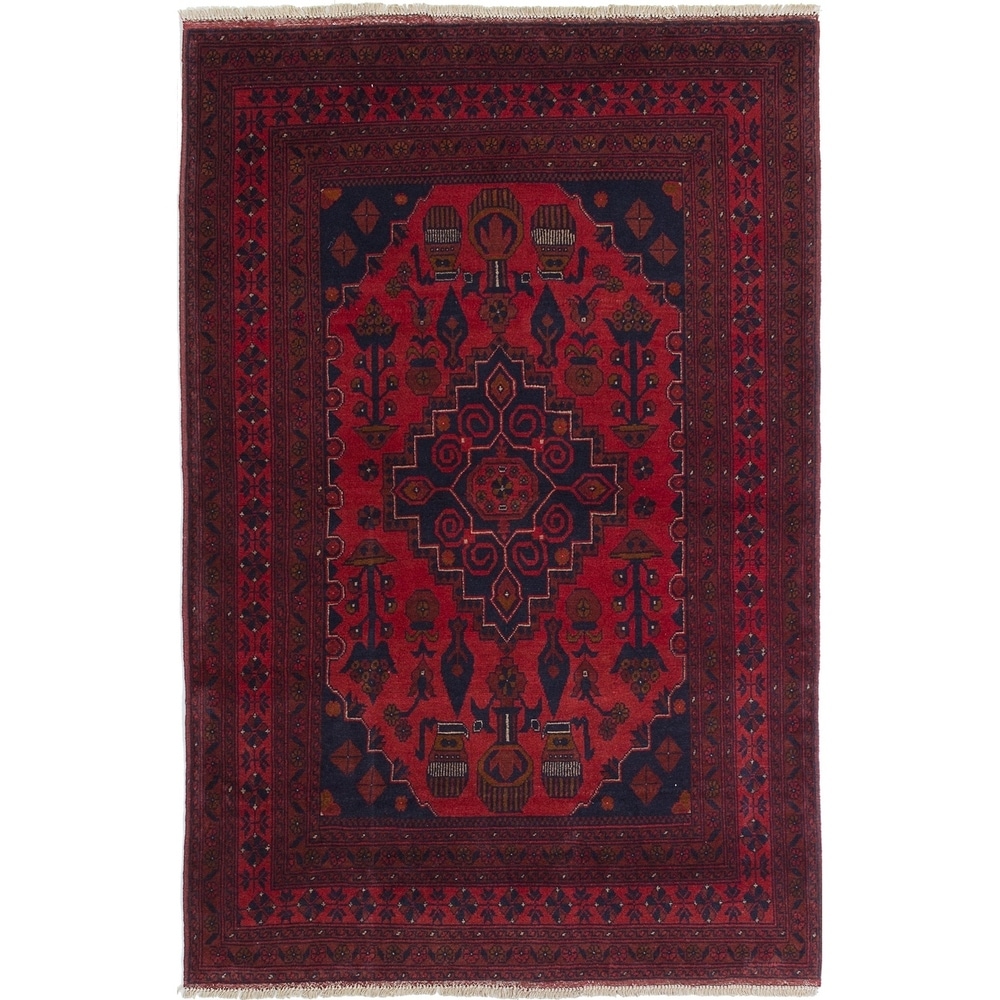 ECARPETGALLERY Hand-knotted Finest Khal Mohammadi Red Wool Rug - 4'3 X 6'6