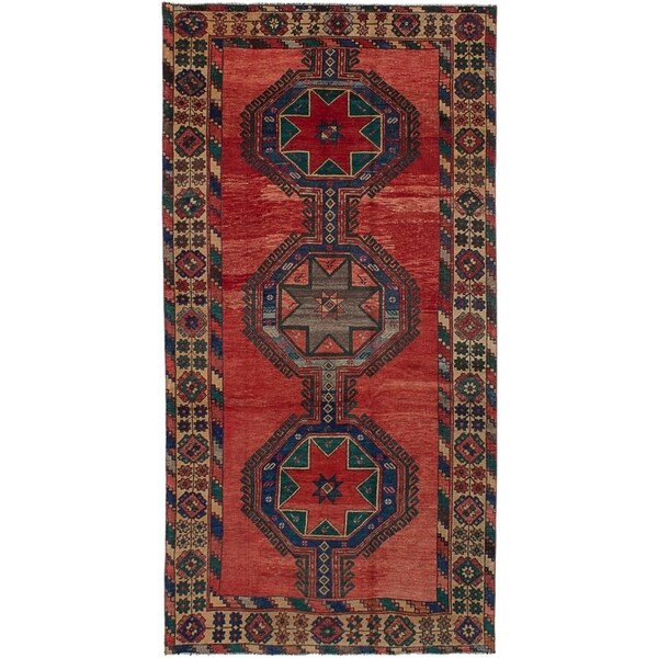 ECARPETGALLERY Hand-knotted Antique Shiravan Red Wool Rug - 5'1 x 10'4