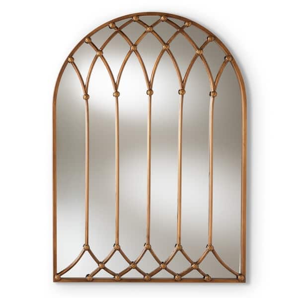 Shop Vintage Antique Bronze Arched Window Wall Mirror By Baxton