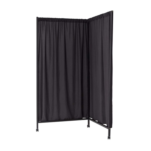 Don't Look At Me - L-Shaped Room Divider - Black Frame with Black Fabric