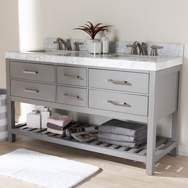 Shop 60-Inch Double Sink Bathroom Vanity by Baxton Studio ...