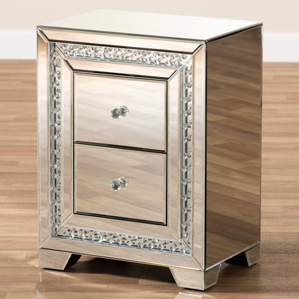 Baxton studio hollywood regency deals glamour style nightstand bedside table