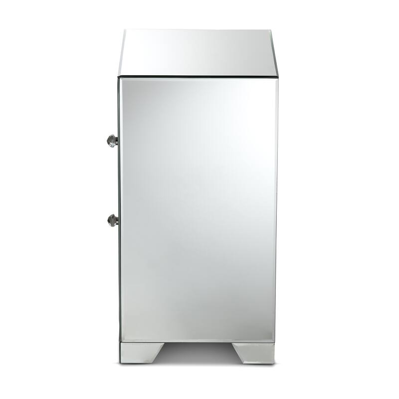 Baxton Studio Mina Modern and Contemporary Hollywood Regency Glamour Style Mirrored 2-Drawer End Table End Table