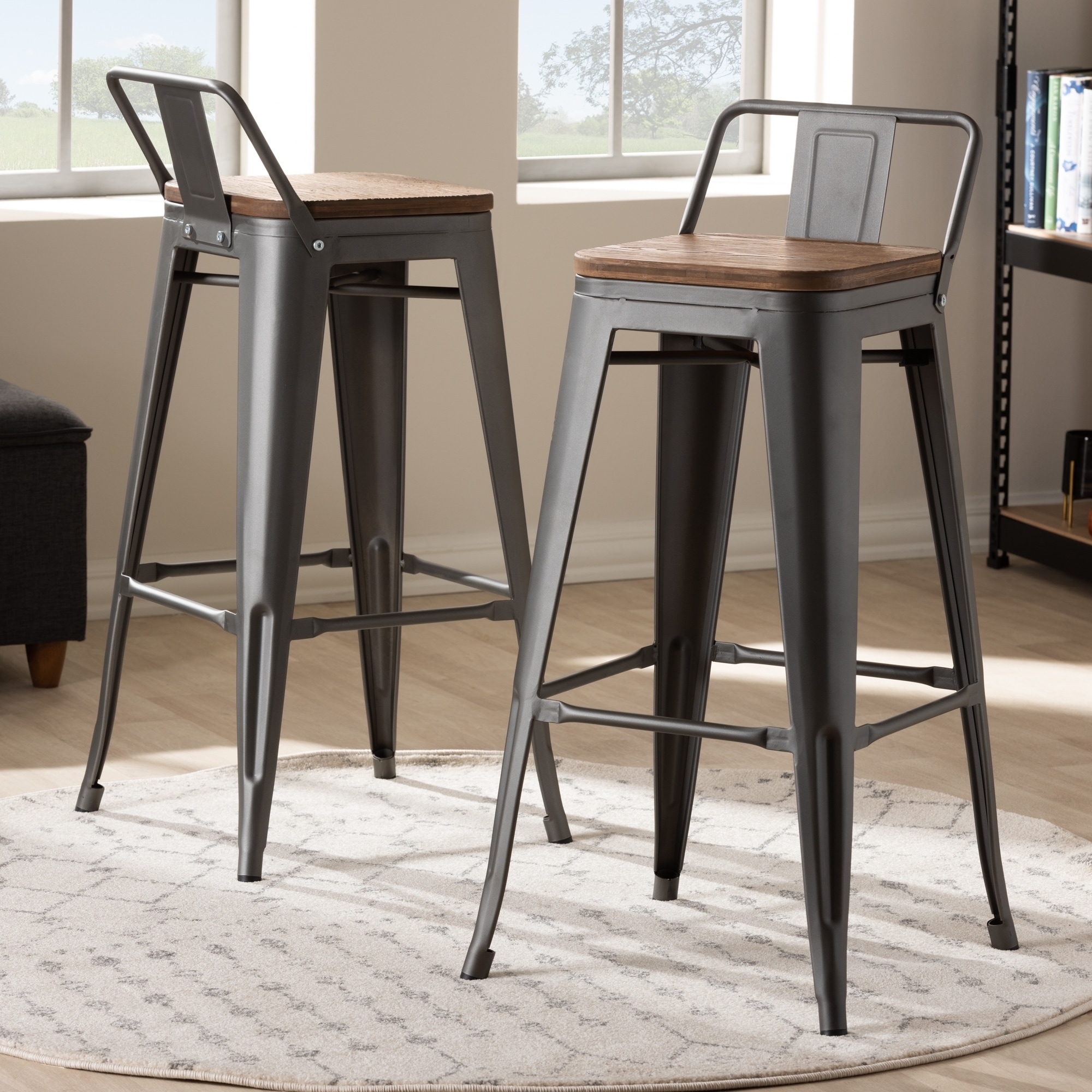 gunmetal bar stools with back