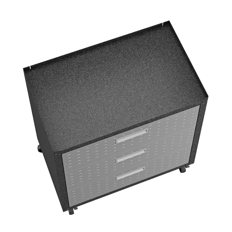3-Piece Fortress Mobile Space-Saving Steel Garage Cabinet and Worktable 3.0 in Grey