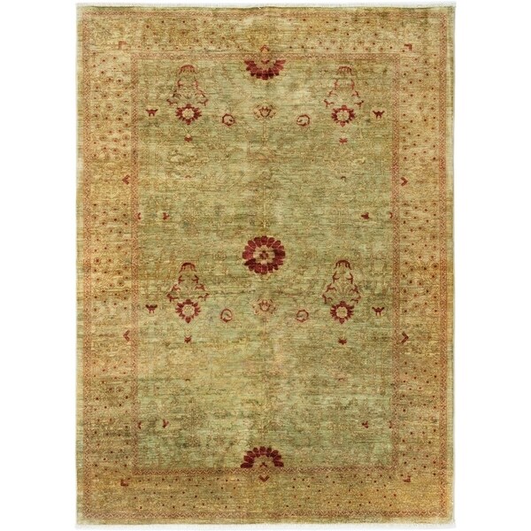 ECARPETGALLERY Hand-knotted Chobi Finest Khaki Wool Rug - 6'0 x 8'2