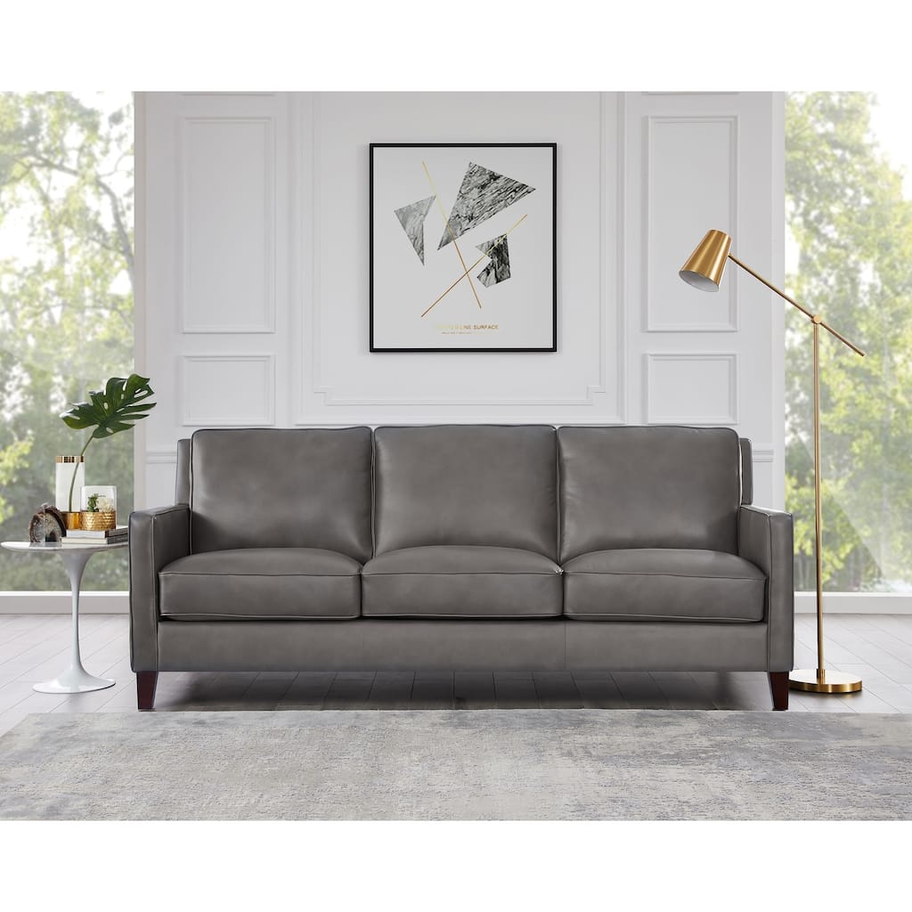 Topia Grey Top Grain Leather Sofa