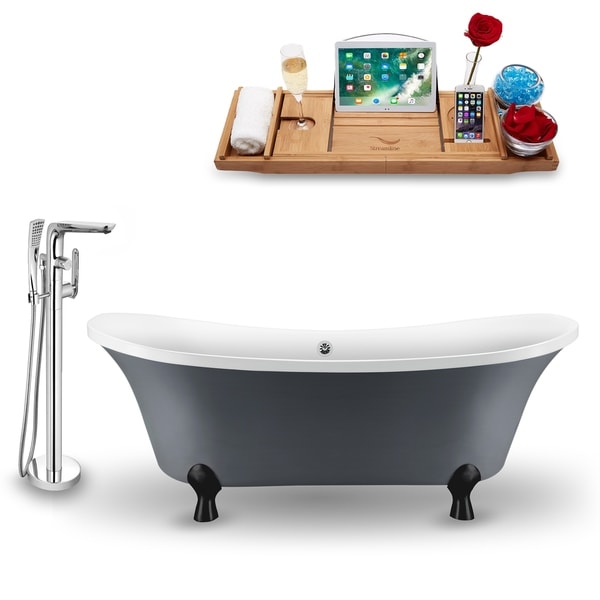 Tub, Faucet and Tray Set Streamline 68" Clawfoot NH921BL-CH-120