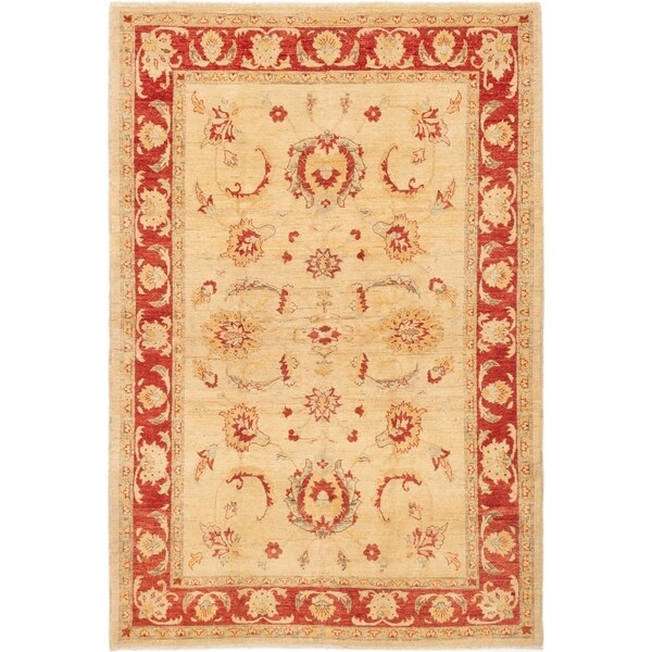 ECARPETGALLERY Hand-knotted Chobi Finest Ivory Wool Rug - 6'0 x 8'7