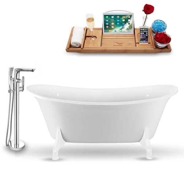 Tub, Faucet and Tray Set Streamline 59" Clawfoot NH1080WH-120