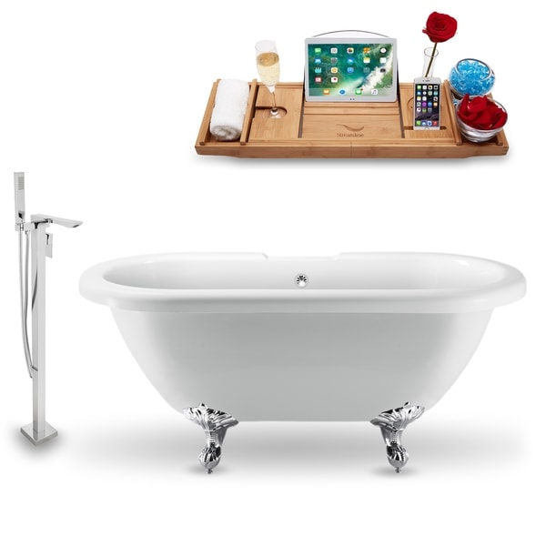 Tub, Faucet and Tray Set Streamline 70" Clawfoot NH1121CH-CH-140