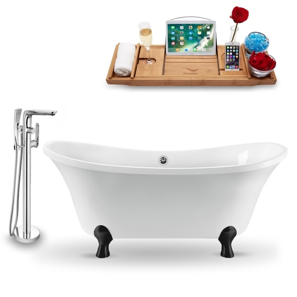 Tub, Faucet and Tray Set Streamline 60" Clawfoot NH920BL-CH-120