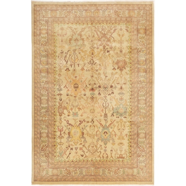 ECARPETGALLERY Hand-knotted Authentic Ushak Cream Wool Rug - 6'2 x 9'2
